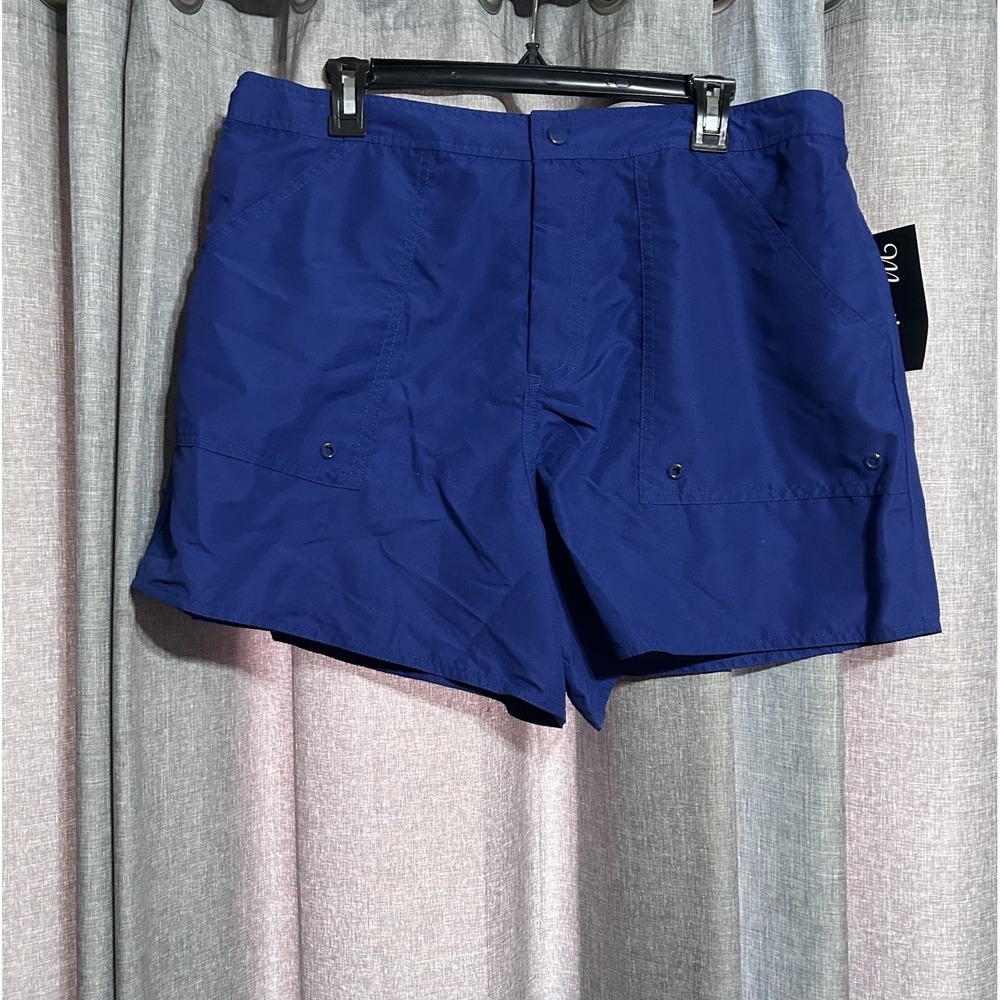 NWT Maxine of Hollywood Women Plus Swim Board Shorts 16W Black Stretch Bottoms